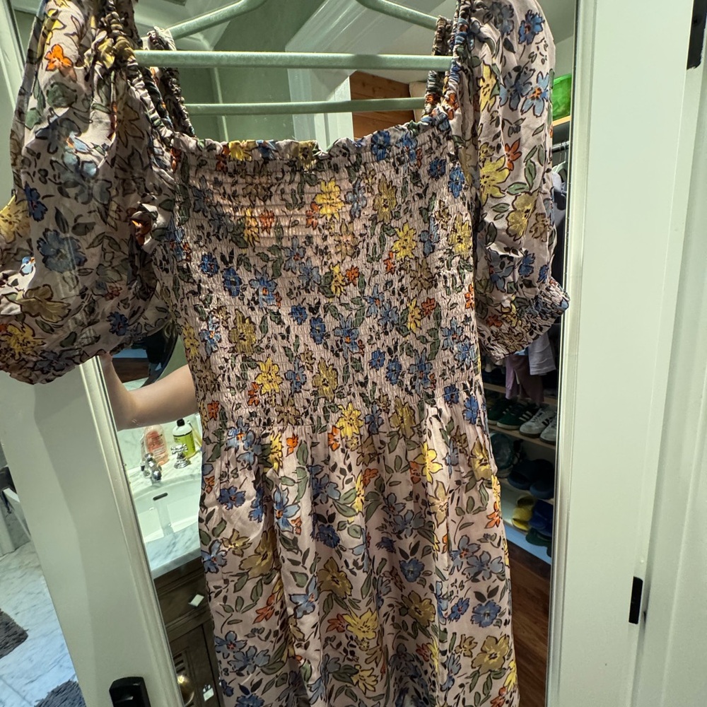 Velvet by Graham & Spencer Purple Yellow Puff Sleeve Sundress